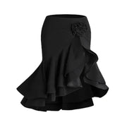 Girls Dance Sets with Long Sleeve Latina Shirt and Latin Dance Skirt for Chacha Samba Competition Performance - DancerInn Black Skirt / 3XL