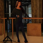 Latin Ballroom Dresses - Black Dress for Dance with One Shoulder Bell Sleeves for Samba Tango Rumba - DancerInn Latin Dance Dresses  - 34479043870903 - 34479043870903