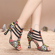 colorful print latin dance shoes