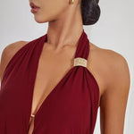 Dress Dance Latin - Halter Ruched Waist with Built-in Underwear Dresses for Latin Dancing Tango Salsa Samba Rumba - DancerInn   - 34330457833655 - 34330457833655