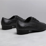 Ballroom Dance Shoes for Men - Leather Suede Sole Low Heel Dance Shoes for Latin Salsa & Tango Practice - DancerInn  - 32679599112375 - 32679599112375