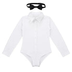 Dance Bodysuits for Boys with Long Sleeves Bow Tie and Turn-Down Collar Perfect Dance Romper - DancerInn  - 33363836731575 - 33363836731575