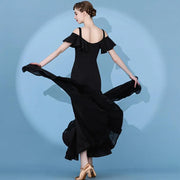 Short Flying Sleeve Modern Ballroom Dance Dresses for Women YL9088 - DancerInn