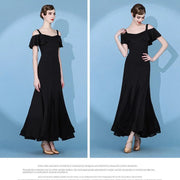 Short Flying Sleeve Modern Ballroom Dance Dresses for Women YL9088 - DancerInn