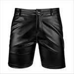 Mens Black Leather Shorts - Breathable PU Elastic Waist Hip Hop Biker Gym Dance & Clubwear Shorts for Sports and Party - 32484200579255 - 32484200579255