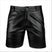 Black / 29 - Mens Black Leather Shorts - Breathable PU Elastic Waist Hip Hop Biker Gym Dance & Clubwear Shorts for Sports and Party