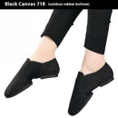 Zapatos de baile de suela blanda - Zapatillas de ballet de lona negra con suela elástica plana unisex para mujeres, hombres y niños - 32 / Suela de goma y lona negra