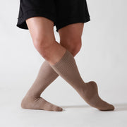 Dancer Socks for Mens Pilates Socks Non-Slip Cotton Elastic Mid-Calf Dancing Socks for Yoga, Fitness, Ballet, Modern Dance - DancerInn Coffee-A-One-Size