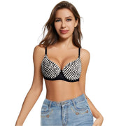 Punk Style Metallic Push Up Bra for Women Sexy Steampunk Rivet Lingerie Tops - DancerInn