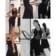 Women Irregular Wrap Silk Fringe Latin Dance Skirt for Tango and Salsa Dance ZY2450 - DancerInn