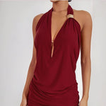 Dress Dance Latin - Halter Ruched Waist with Built-in Underwear Dresses for Latin Dancing Tango Salsa Samba Rumba - DancerInn   - 34330457800887 - 34330457800887