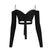 Black Tops 1pc / XS - Girls Dance Sets with Long Sleeve Latina Shirt and Latin Dance Skirt for Chacha Samba Competition Performance
