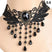 A4 - Gothic Choker Necklace - Vintage Black Collar Choker Necklace for Holiday Party Beaded Necklaces Jewelry