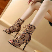 Leopard Print High Heel Sandals - Women's Dance Heels Shoes for Latin Jazz Tango Salsa Pole Dance DancerInn
