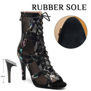 Leopard Print High Heel Sandals - Women's Dance Heels Shoes for Latin Jazz Tango Salsa Pole Dance DancerInn