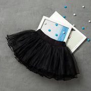 Ballet Skirt Tutu for Girls - Fluffy Soft Yarn 4-Layer Tulle Kids Dance Mini Skirt for Toddler&Children - DancerInn Black-L