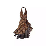 Ballroom and Latin Dance Dresses with Leopard & Black Color Built-In Underwear for Salsa Samba Rumba - DancerInn 