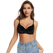 Punk Style Metallic Push Up Bra for Women Sexy Steampunk Rivet Lingerie Tops - DancerInn