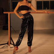 Black Pants Dance – High Waisted Tapered Pants with Stretch Waistband And Pockets for Latin Salsa Women