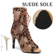 Leopard Print High Heel Sandals - Women's Dance Heels Shoes for Latin Jazz Tango Salsa Pole Dance DancerInn