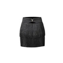 Dance Wear Skirts High Waist Fringe Wrap Skirt Latina for Women - Black / S
