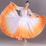 Long Flowy Dance Skirts - Gradient Chiffon Long Ballet Skirt with Big Hem & Double Layer - DancerInn yellow / L / 720° 36.69