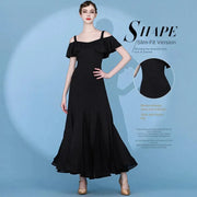 Short Flying Sleeve Modern Ballroom Dance Dresses for Women YL9088 - DancerInn