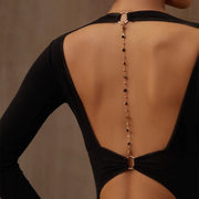 Long Sleeved Leotard - Women Leotards for Dance with Built-In Bra & Open Back Tie for Latin Salsa Rumba Samba - DancerInn 