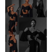 Off-Shoulder Latin Dance Tops for Women with Wide Sleeves Ergonomic Bra - DancerInn