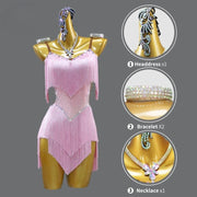 camisole sequin dance dress with rhinestones