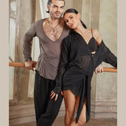 Latin Dance Outfits - Long Sleeve Two Piece Dance Sets for Samba, Rumba, Cha-Cha, and Bullfighting - DancerInn 