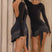 black / S - Mini Skirt Latina - Fringe Skirt Mini with One-Piece Tassel Wrap for Salsa Samba Rumba Dance