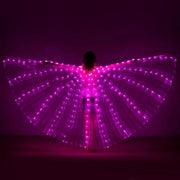 Multicolor LED Lights Belly Dance Isis Wings with Telescopic Sticks for Adults and Children - DancerInn