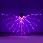 Multicolor LED Lights Belly Dance Isis Wings with Telescopic Sticks for Adults and Children - DancerInn