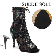 Leopard Print High Heel Sandals - Women's Dance Heels Shoes for Latin Jazz Tango Salsa Pole Dance DancerInn