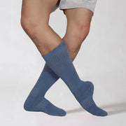 Dancer Socks for Mens Pilates Socks Non-Slip Cotton Elastic Mid-Calf Dancing Socks for Yoga, Fitness, Ballet, Modern Dance - DancerInn Blue-C-One-Size
