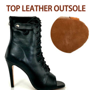 Black High Heel Peep Toe Shoes Dancing Sandals for Latin, Ballroom, Salsa, Jazz Dance & Party DancerInn