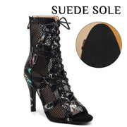 Leopard Print High Heel Sandals - Women's Dance Heels Shoes for Latin Jazz Tango Salsa Pole Dance DancerInn