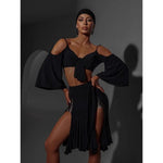 Off-Shoulder Latin Dance Tops for Women with Wide Sleeves Ergonomic Bra - DancerInn - 29786177503415 - 29786177503415