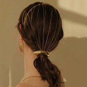 Gold Metal Ponytail Holder & Hair Tie - 4pcs Half-Bend Hair Elastic Rubber Band with Minimal Design DancerInn