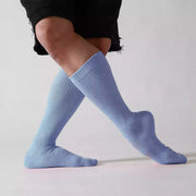 Dancer Socks for Mens Pilates Socks Non-Slip Cotton Elastic Mid-Calf Dancing Socks for Yoga, Fitness, Ballet, Modern Dance - DancerInn Blue-A-One-Size