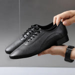 Ballroom Dance Shoes for Men - Leather Suede Sole Low Heel Dance Shoes for Latin Salsa & Tango Practice - DancerInn  - 32679599079607 - 32679599079607