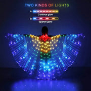 Multicolor LED Lights Belly Dance Isis Wings with Telescopic Sticks for Adults and Children - DancerInn
