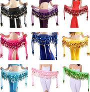 Women’s Belly Dance Costume Hip Scarf with Bling Sequins Coins Sweet Dance Skirt Wrap Performance - DancerInn