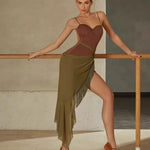 Short Skirt with Fringe - Irregular Mesh Salsa Dance Skirts with Adjustable Tie for Salsa Latin Tango Samba - DancerInn Women Dance Skirts & Tutus  - 34591287279799 - 34591287279799