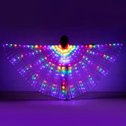 Multicolor LED Lights Belly Dance Isis Wings with Telescopic Sticks for Adults and Children - DancerInn