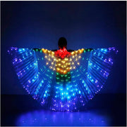 Multicolor LED Lights Belly Dance Isis Wings with Telescopic Sticks for Adults and Children - DancerInn