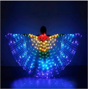 Multicolor LED Lights Belly Dance Isis Wings with Telescopic Sticks for Adults and Children - DancerInn