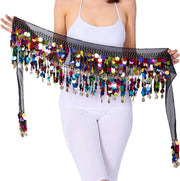 Women’s Belly Dance Costume Hip Scarf with Bling Sequins Coins Sweet Dance Skirt Wrap Performance - DancerInn