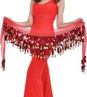 Women’s Belly Dance Costume Hip Scarf with Bling Sequins Coins Sweet Dance Skirt Wrap Performance - DancerInn